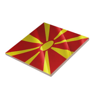 zMK002 NORTH MACEDONIAN waving FLAG Macedonia, Tile
