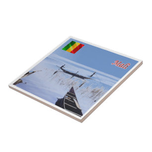 zML009 MALI, Sélingué Lake, Africa, Tile