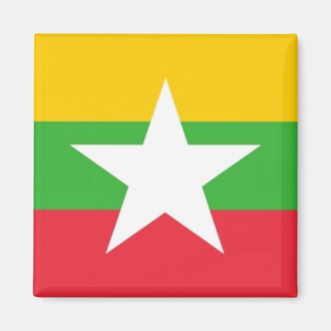 zMM001 Burmese FLAG Myanmar, Fridge Magnet (Front)