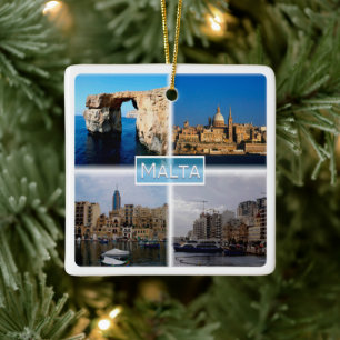 zMT004 LA VALLETTA SKYLINE, Malta, Ceramic Ornament