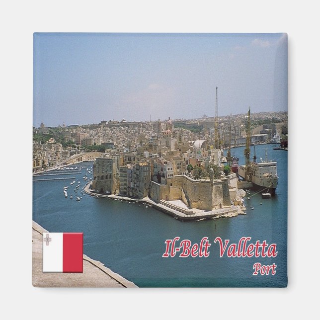 zMT013 IL BELT VALLETTA port, Malta, Fridge Magnet (Front)