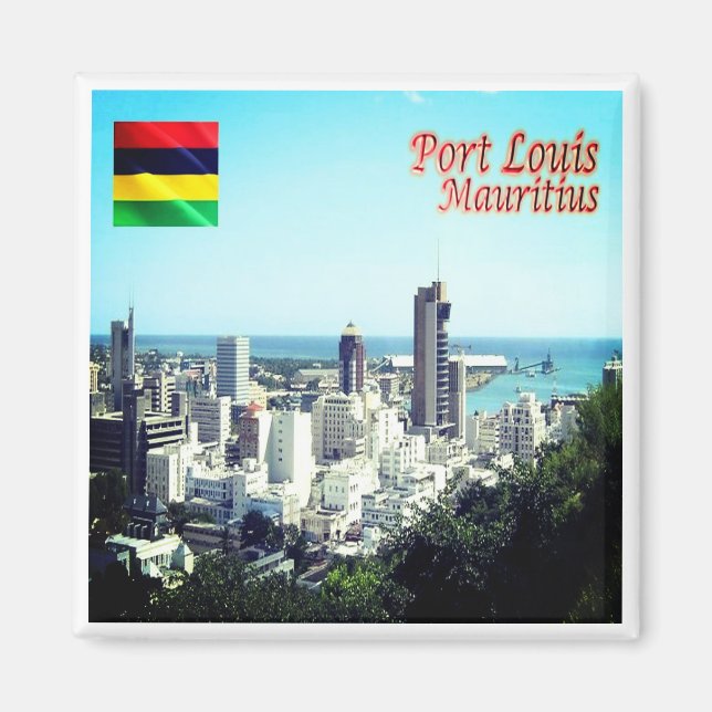 zMU015 PORT LOUIS, Skyline, Mauritius, Fridge Magnet (Front)