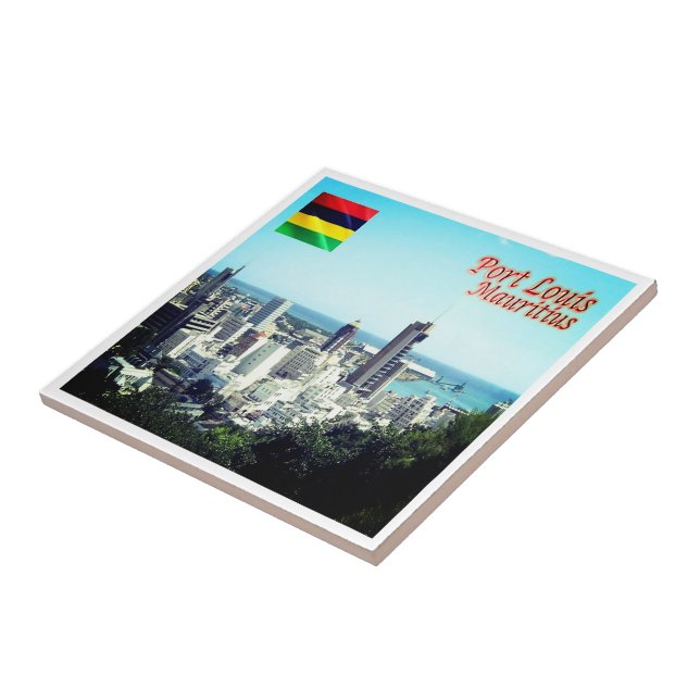 zMU015 PORT LOUIS, Skyline, Mauritius, Tile (Side)