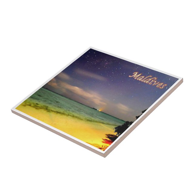 zMV012 MOONLIT beach, Maldives, Asia, Tile (Side)