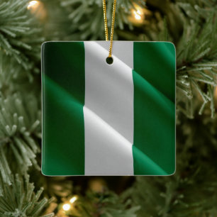 zNG002 NIGERIA, Waving Flag, Africa, Ceramic Ornament