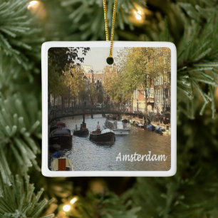 zNL017 AMSTERDAM navigable canal, Ceramic Ornament