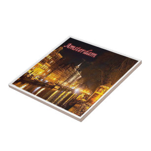 zNL018 AMSTERDAM landscape night, Holland, Tile