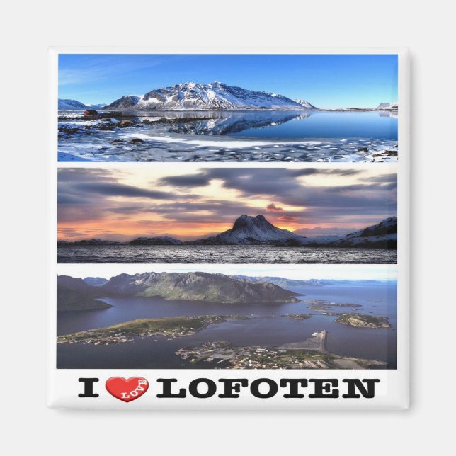 zNO066 LOFOTEN "I LOVE", Norway, Fridge Magnet (Front)
