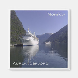 zNO101 AURLANDSFJORD, Cruise ship at Flåm, Norway  Magnet