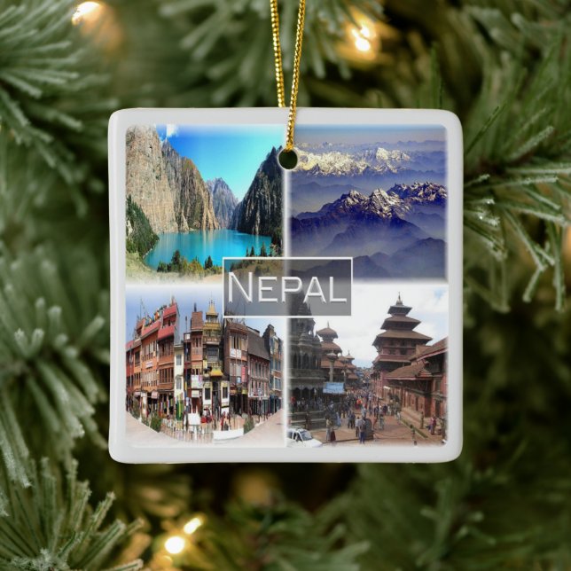 ZNP009 NEPAL collage, Asia, Ceramic Ornament (Tree)