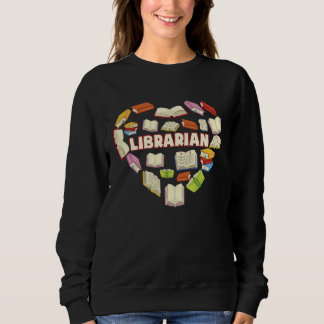 ZNq4 Heart Librarian Book Back To School Sweatshirt
