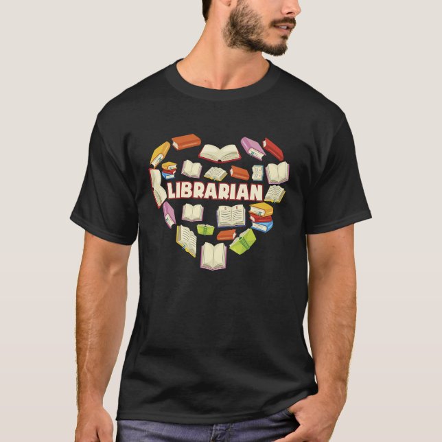 ZNq4 Heart Librarian Book   Back To School T-Shirt (Front)