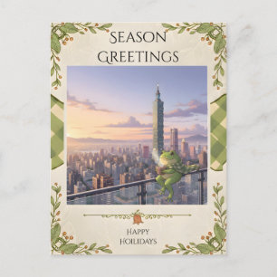 Zochi the Travelling Frog at Taipei 101 Tea Time Postcard