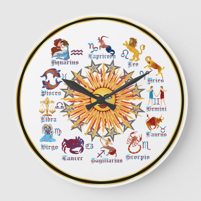 Zodiac 6 Colours Large Clock (Front)
