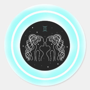 Zodiac Air Element Gemini Classic Round Sticker
