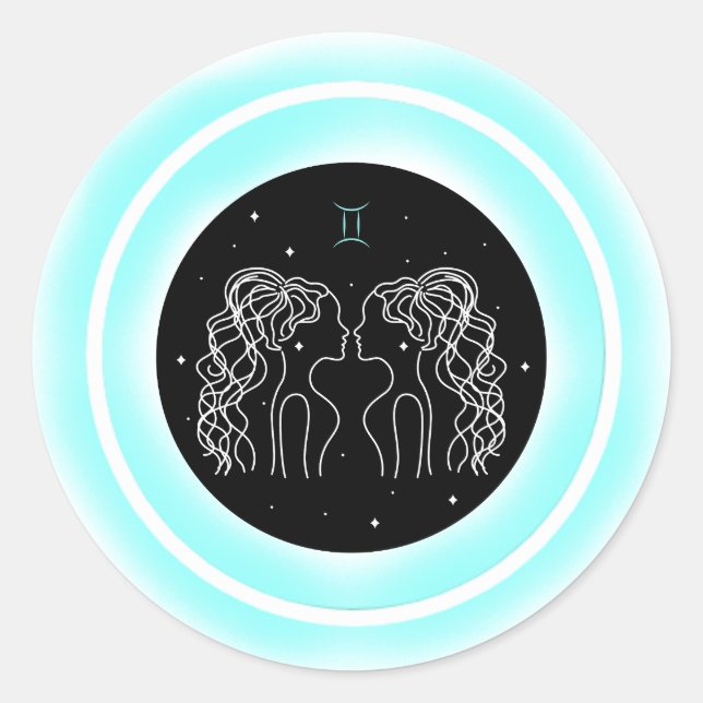 Zodiac Air Element Gemini Classic Round Sticker (Front)