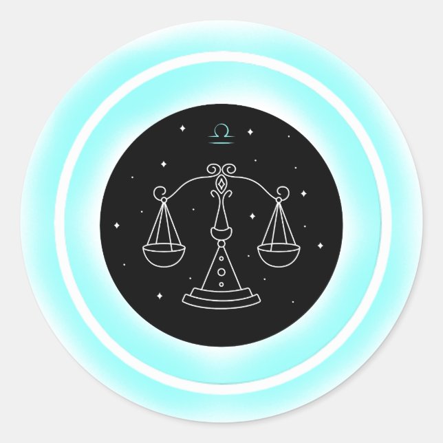 Zodiac Air Element Libra Classic Round Sticker (Front)