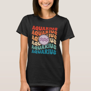 Zodiac Aqiarius Horoscope Retro Groovy Aquarius Zo T-Shirt