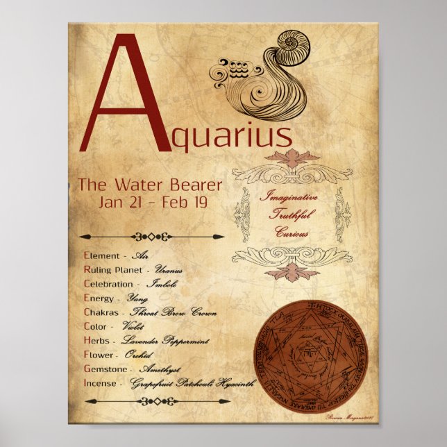 ZODIAC AQUARIUS Birth Sign POSTER (Front)