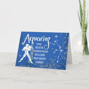 Zodiac Aquarius Birthdays With Sign Constellation Card