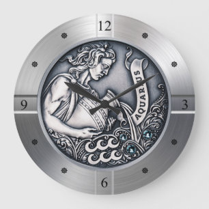 Zodiac ~ Aquarius ~ Celestial ~ Western Astrology  Large Clock