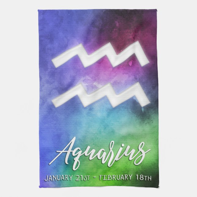 Zodiac : Aquarius Dates Tea Towel (Vertical)