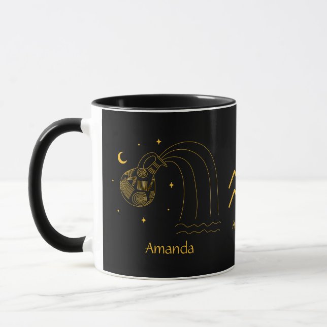 Zodiac Aquarius - Golden Yellow Customisable Mug (Left)