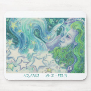 Zodiac Aquarius mousepad white border