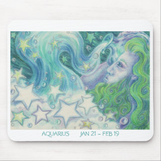 Zodiac Aquarius mousepad white border