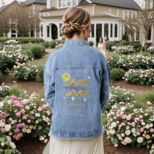 Zodiac Aquarius Personalised Name Jean Denim Jacket