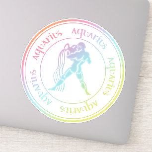Zodiac : Aquarius Pretty Rainbow Colours Seal