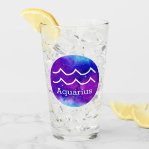 Zodiac Aquarius Space Nebula Glass