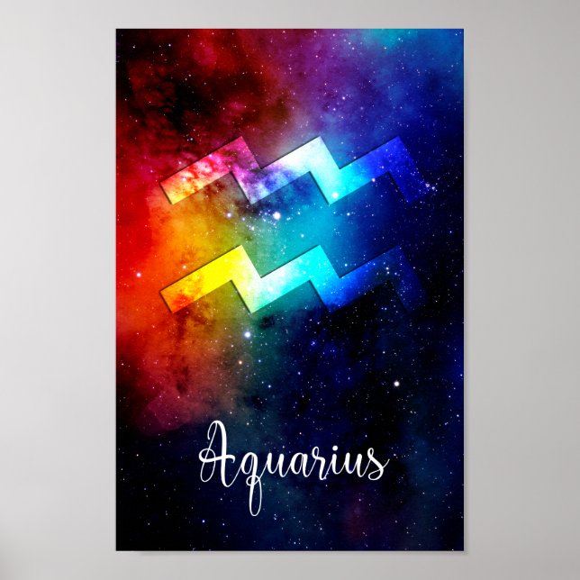 Zodiac : Aquarius Space Rainbow Poster (Front)