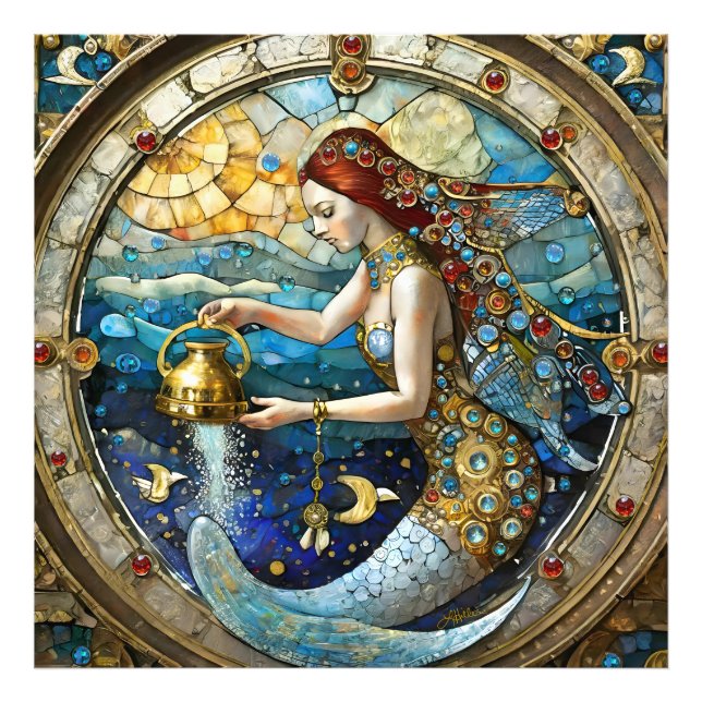 Zodiac - Aquarius The Water Bearer Mermaid Photo Print (Front)