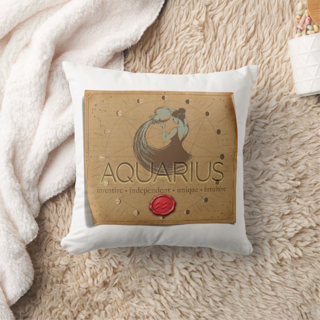 Zodiac - Aquarius - Throw Pillow (Blanket)