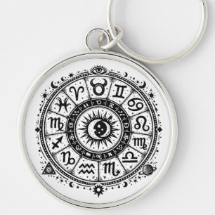 Zodiac Arcana — The Twelve Signs by BurnsInHell Key Ring