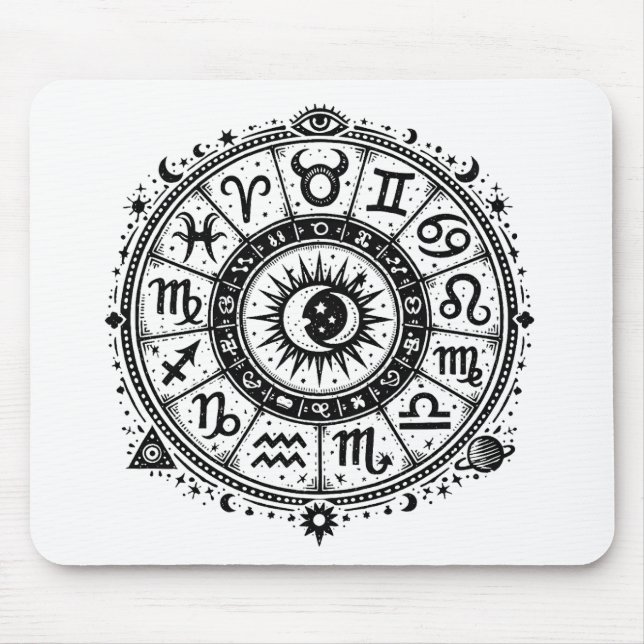 Zodiac Arcana — The Twelve Signs by BurnsInHell Mouse Pad (Front)