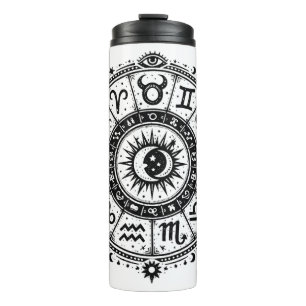 Zodiac Arcana — The Twelve Signs by BurnsInHell Thermal Tumbler