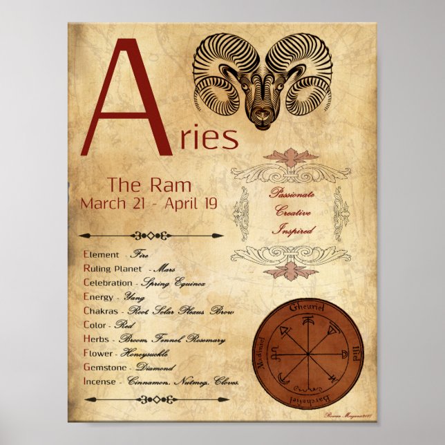 ZODIAC ARIES  Birth Sign POSTER (Front)