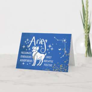 Zodiac Aries Birthdays With Sign Constellation Card