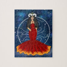 Zodiac Aries Goddess with Planet Mars Celestial