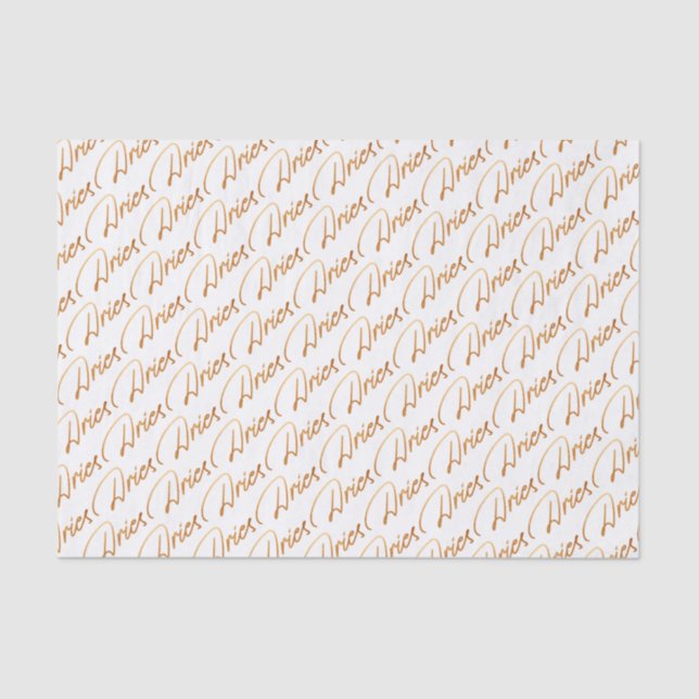 Zodiac "Aries" Gold Script Tissue Paper (Front)