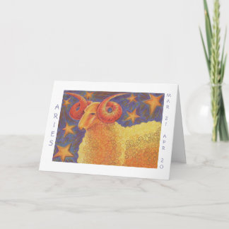 Zodiac Aries 'Happy Birthday' card white border