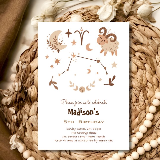 Zodiac Aries kids birthday Invitation (Creator Uploaded)