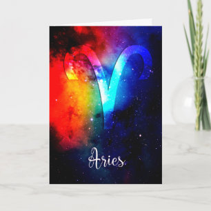 Zodiac : Aries Rainbow Space Birthday Card