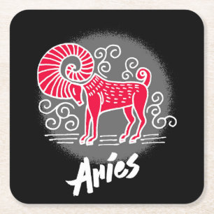 Zodiac Aries Square Paper Coaster