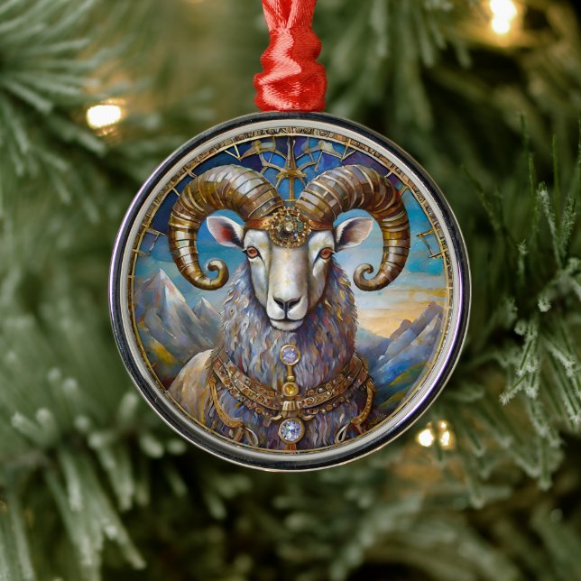 Zodiac - Aries The Ram Metal Tree Decoration (Tree)