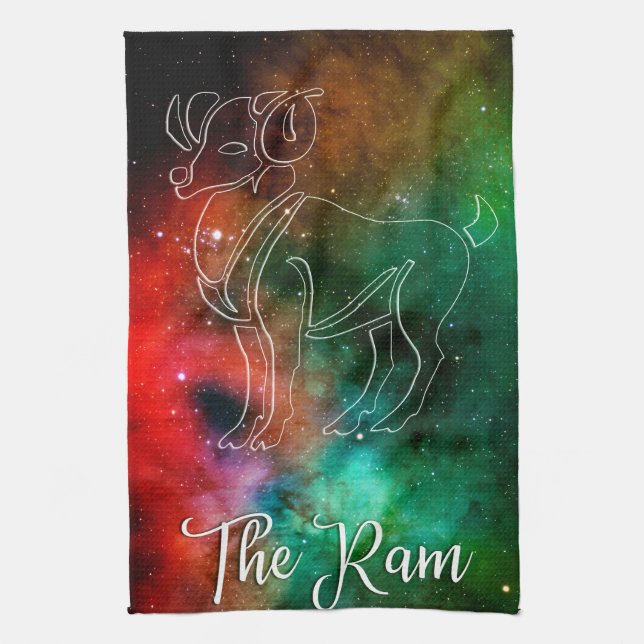 Zodiac : Aries 'The Ram' Tea Towel (Vertical)