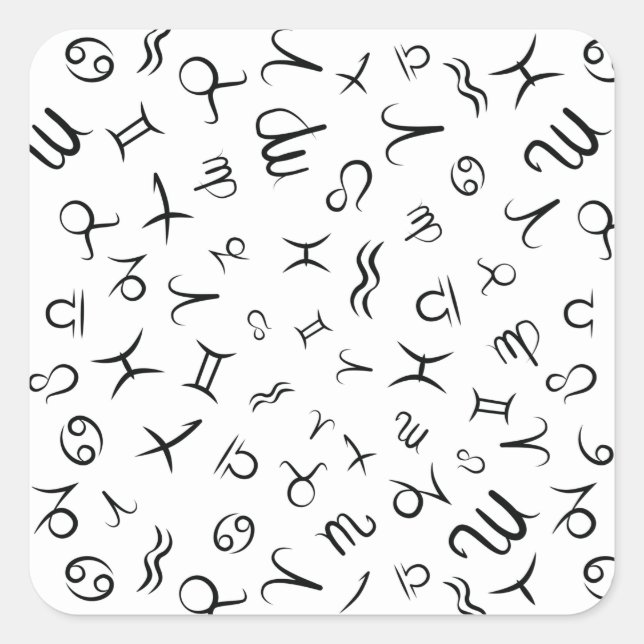 Zodiac Astrology Horoscope Pattern Font Square Sticker (Front)