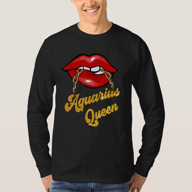 Zodiac Astrology  Lip Aquarius Queen January T-Shirt (Front)